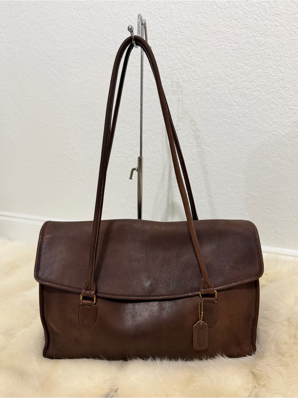 COACH Vintage 1980’s Envelope Portfolio Shoulder Bag Full Grain Leather Mahogany
